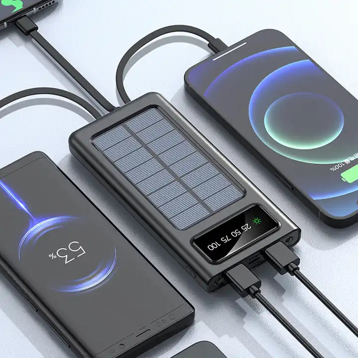 Solar Power Bank with Built-in Cables: Convenient Charging Anywhere – Multimart