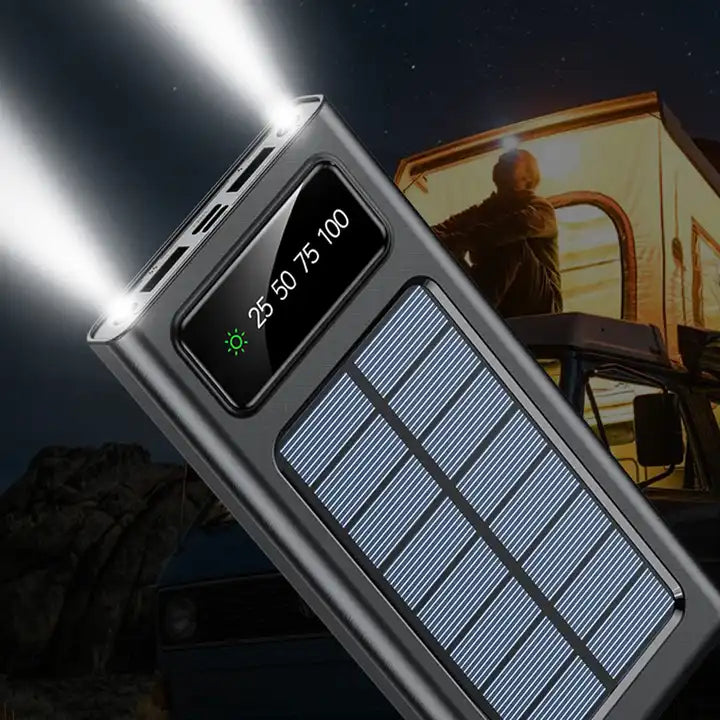 20000mAh Solar Power Bank with Built-in Cables: High Capacity & Convenience – Multimart