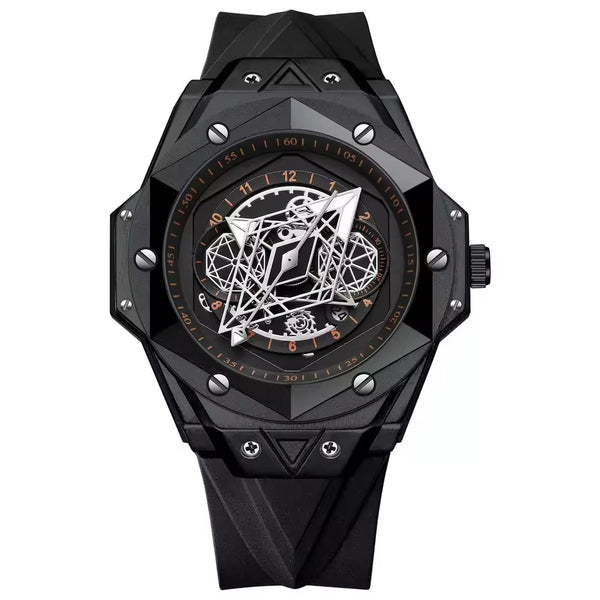BINBOND Men's Fashion Quartz Watch – Sport Dial Display, Silicone Strap, Wine Barrel Design, Boxed Luxury Wristwatces