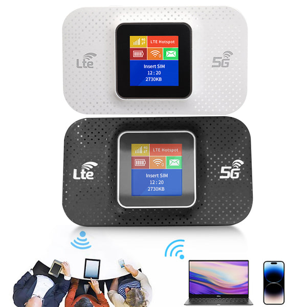 LTE LCD 5G Pocket WiFi Router – 300Mbps Speed, SIM Card Slot, 3000mAh Battery, Type-C Charging, Cat4 Mobile Hotspot