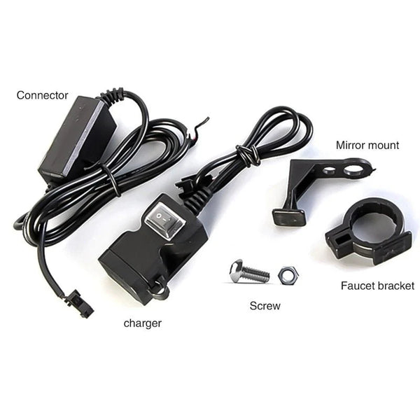 Dual USB Port 12V Waterproof Motorcycle Handlebar Charger 5V 1A / 2.1A Power Adapter Plug for Mobile Phone