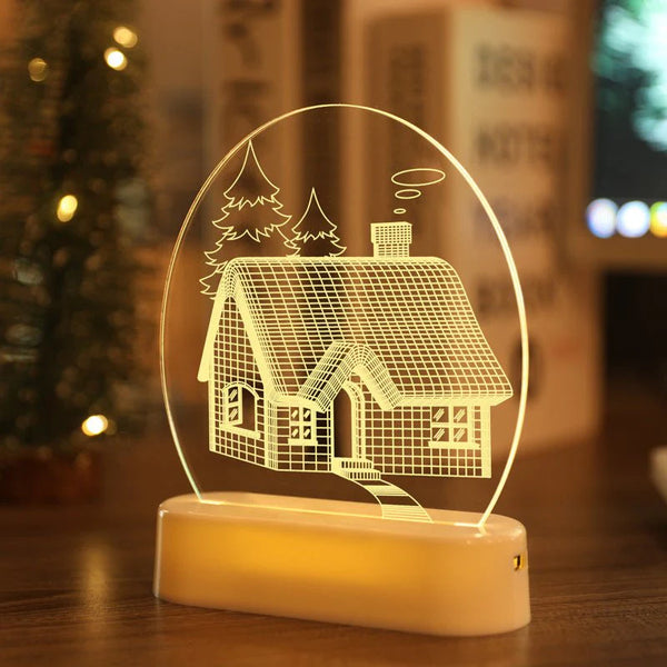 LED Fairy String Lights Battery USB 3D Santa Claus Tree Acrylic Night Light