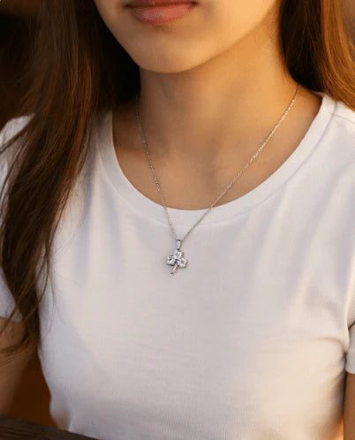 Silver Clover Crystal Jewelry Set